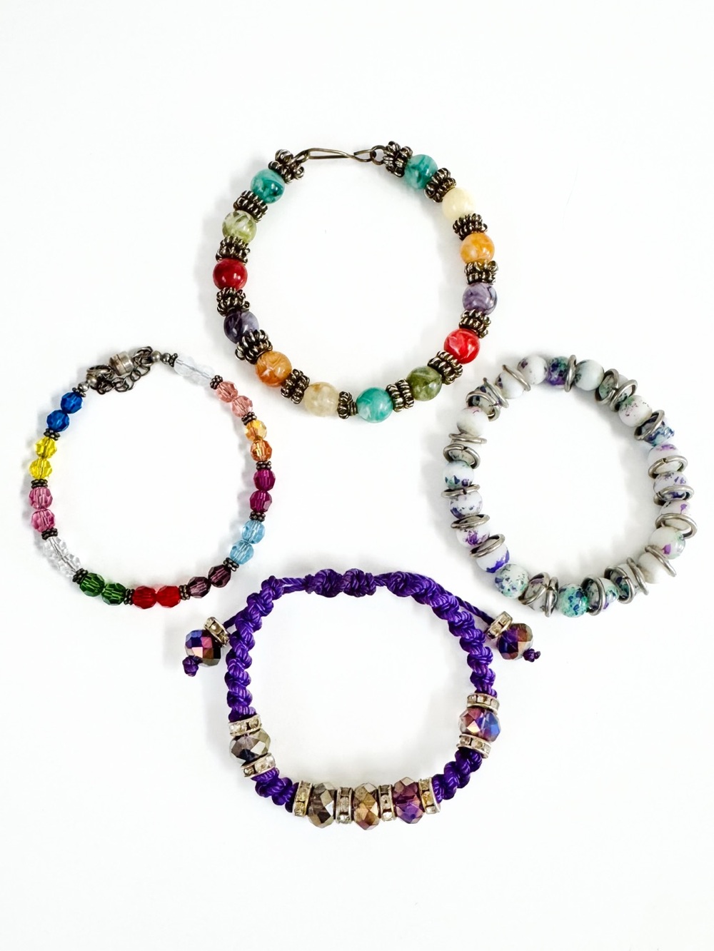 Beaded and Braided Bracelet Lot Adjustable Stretchy Magnetic Multicolor
